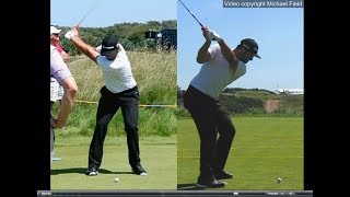 Jon Rahm golf swing  Long Iron faceon amp downtheline July 2017 [upl. by Arhna136]