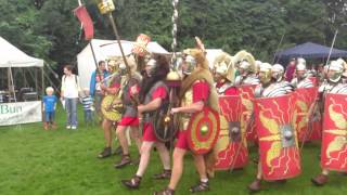 Roman Reenactment at the Amphitheatre in Caerleon Marching In [upl. by Dehnel]