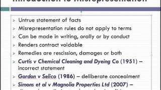 Misrepresentation Lecture 1 of 4 [upl. by Jan]